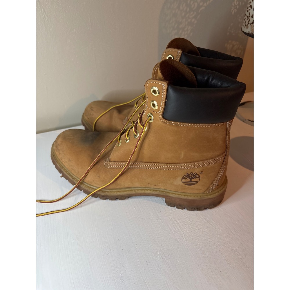 Timberland 6-Inch Premium Boots Mens 9 Wheat Tan Good Waterproof Leather A6298
